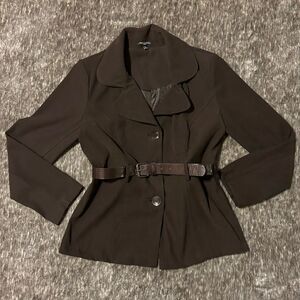 Notations Belted Jacket Brown | Women Size Petite Medium PM
